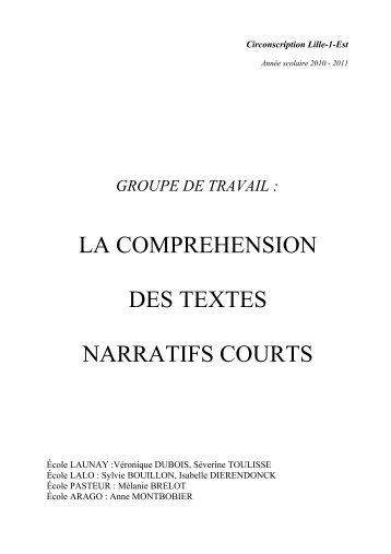 Comprendre les textes narratifs - Inspection académique du Nord