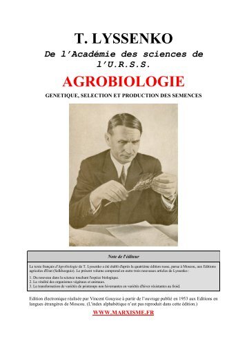 Agrobiologie de T Lyssenko - communisme-bolchevisme