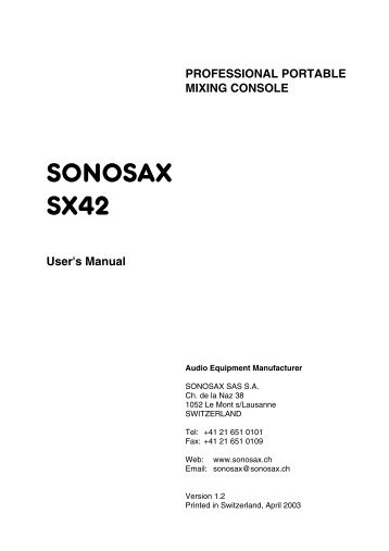 User's Manual - Sonosax