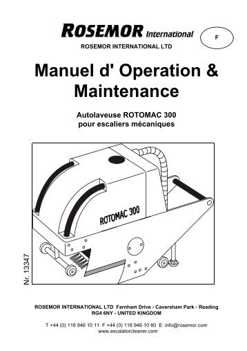 Manuel d' Operation & Maintenance Autolaveuse ROTOMAC 300 ...