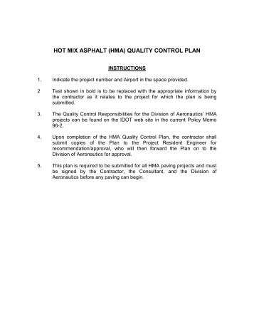 HOT MIX ASPHALT (HMA) QUALITY CONTROL PLAN