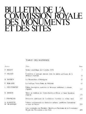 BULLETIN DE LA COMMISSION ROYALE DES ... - Ialg.be