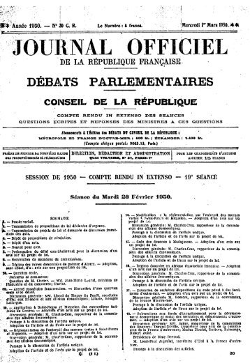 Mardi 28 Février 1950 - Sénat