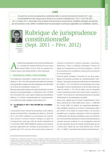 Rubrique de jurisprudence constitutionnelle - Boivin et Associés