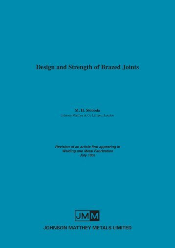 Design and Strength of Brazed Joints - Johnson Matthey Metal Joining