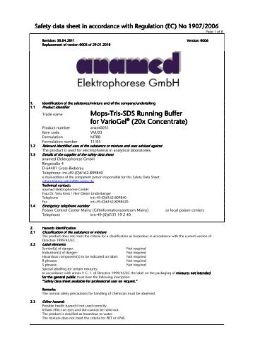 Mops/Tris/Sds running buffer for Variogel - anamed Elektrophorese ...