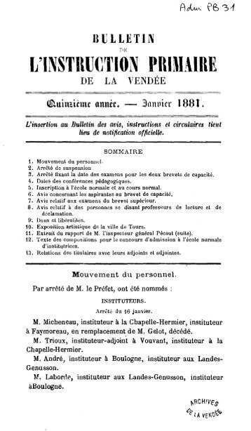URSTRUCTION PRIMAIRE - Archives de Vendée
