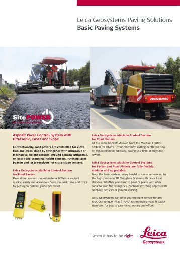 Leica Geosystems Paving Solutions Basic Paving Systems