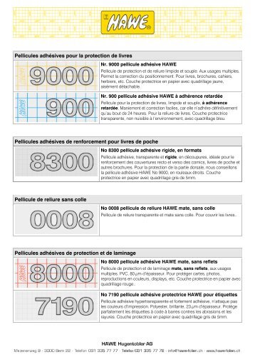 Sommaire pellicules - HAWE-Folien