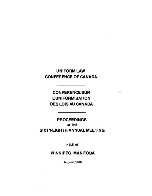 Uniform Law Conference Of Canada Conference Sur