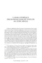 la bibliothèque des dominicains de toulon au xviii' siècle - Revue