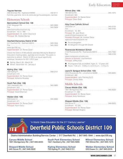 2011 Deerfield Bannockburn Riverwoods Community Guide