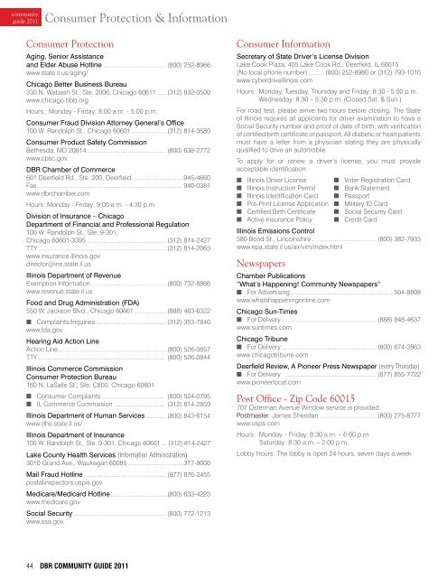 2011 Deerfield Bannockburn Riverwoods Community Guide