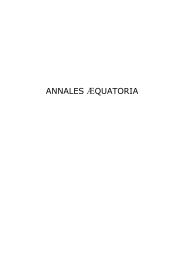 Annales Aequatoria 28(2207) - Centre Æquatoria