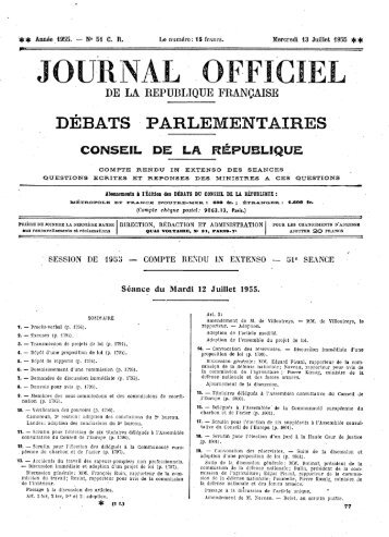 Mardi 12 Juillet 1955 - Sénat