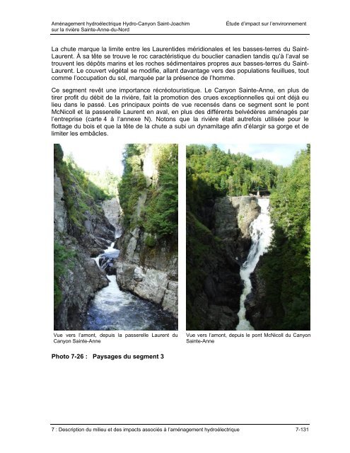 Aménagement hydroélectrique Hydro-Canyon Saint-Joachim sur la ...