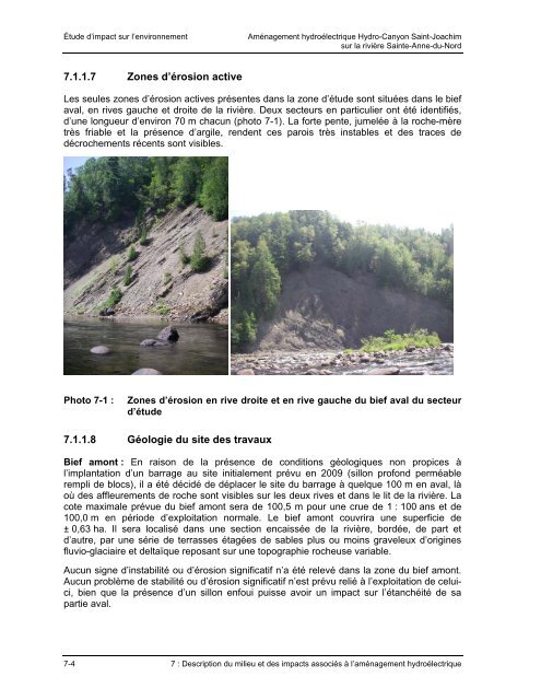 Aménagement hydroélectrique Hydro-Canyon Saint-Joachim sur la ...