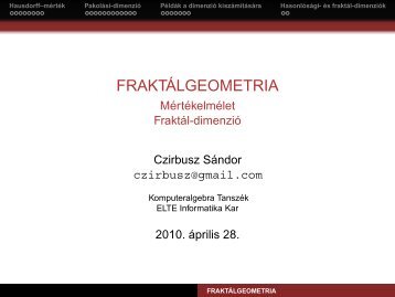 Fraktál-dimenzió - Komputeralgebra Tanszék