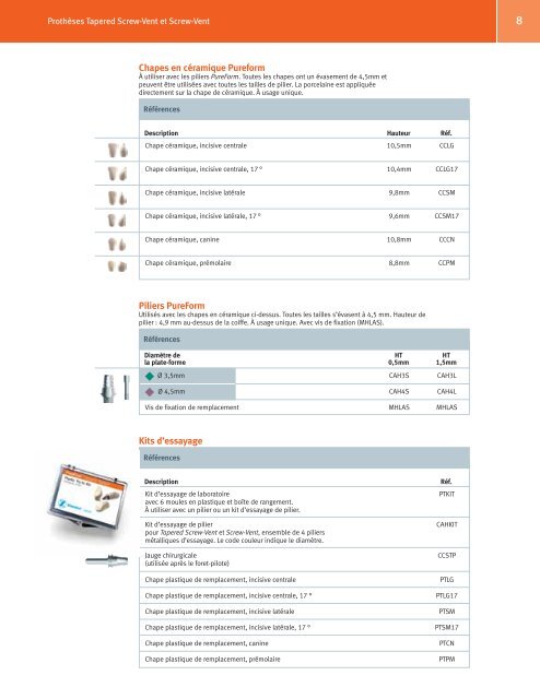 Implants Tapered Screw-Vent et AdVent - Zimmer Dental