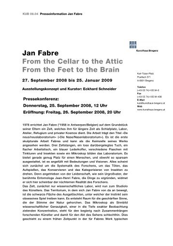 Jan Fabre From the Cellar to the Attic From the ... - Kunsthaus Bregenz