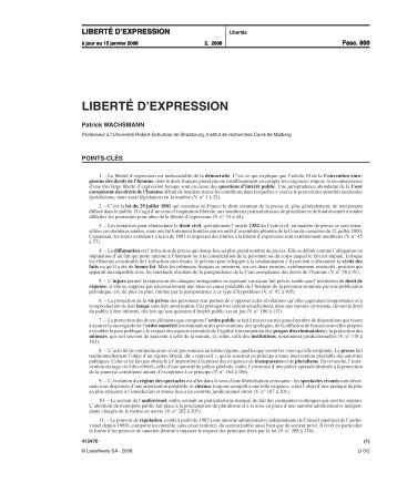 LIBERTÉ D'EXPRESSION - LexisNexis
