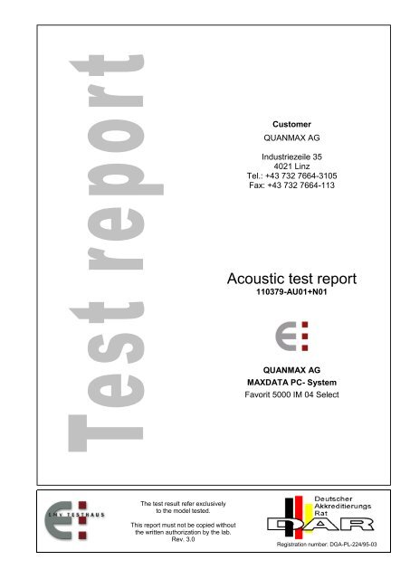 Acoustic noise test report - Maxdata