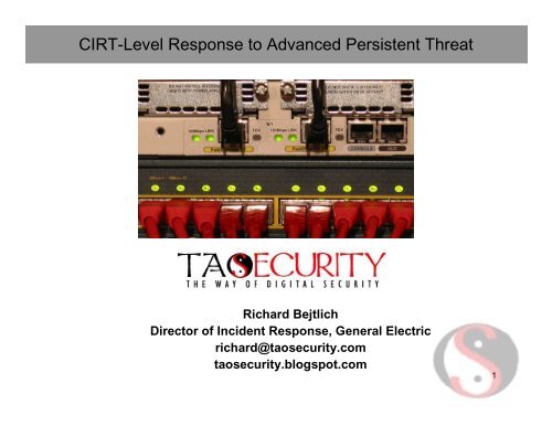 CIRT-Level Response to Advanced Persistent Threat - SANS ...