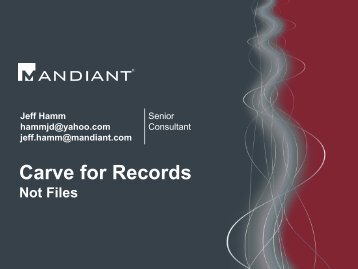 Carve for Record not Files - SANS Computer Forensics