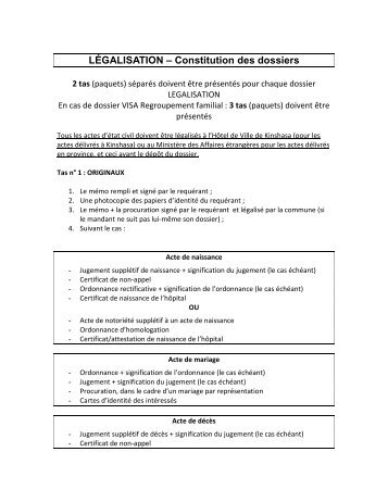 Légalisation : constitution des dossiers