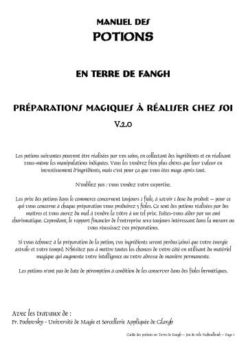 Les potions (pdf) - Jeu de rôle Donjon de Naheulbeuk