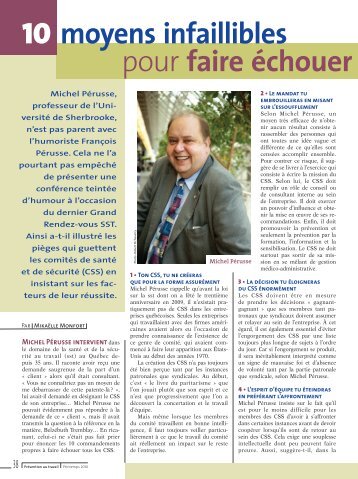 Dix moyens infaillibles pour faire échouer votre CSS - Irsst
