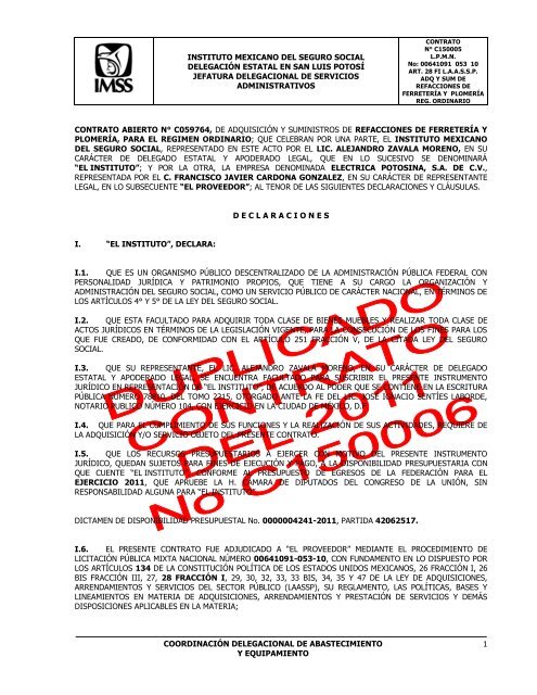 El Contrato Compras Del Imss Instituto Mexicano Del Seguro Social