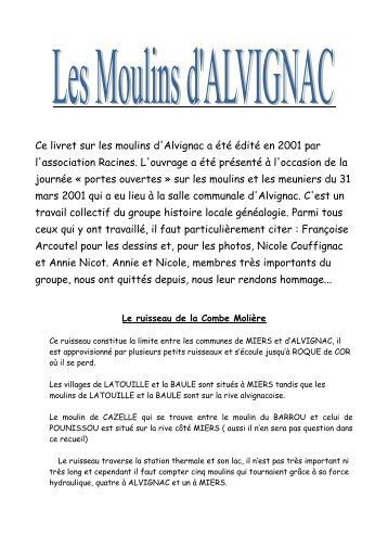 les moulins d'Alvignac - association Racines