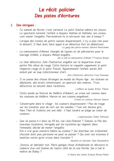Recit Policier Ecole Publique De Saint Jean Le Vieux
