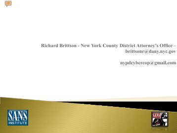 Richard Brittson - New York County District Attorney's Office ... - SANS
