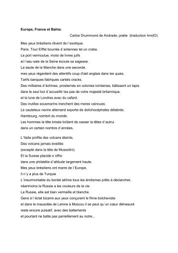 Europe, France et Bahia: Carlos Drummond de Andrade, poète ...