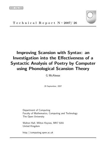 Improving Scansion with Syntax - Computing Technical Reports ...