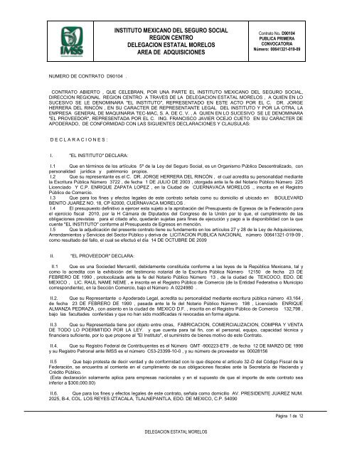 el contrato - compras del IMSS - Instituto Mexicano del Seguro Social