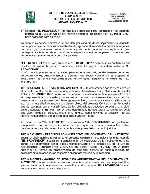el contrato - compras del IMSS - Instituto Mexicano del Seguro Social