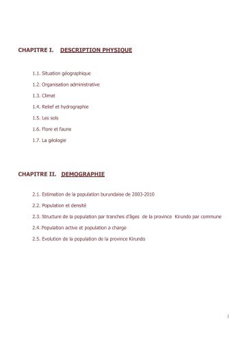 chap i - ii : description physique et demographie - Kirundo Avenir ...