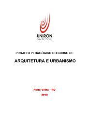 projeto pedagógico do curso de arquitetura e urbanismo - Uniron