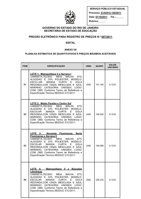 Anexo VII - Governo do Estado do Rio de Janeiro