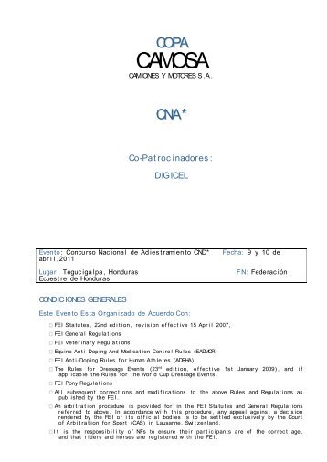 Convocatoria Copa Camosa Adiestramiento 9 y 10 de ... - Condepah