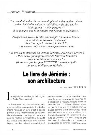 Le livre de Jérémie : son architecture