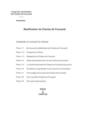 Dossier Presse Béatification Charles de Foucauld - Eglise ...