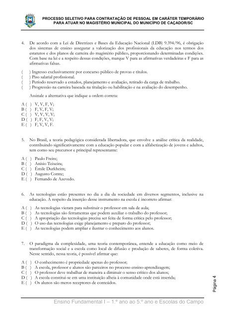 CADERNO DE PROVA - Concursos - UNIUV