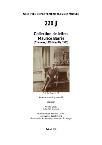 Collection de lettres Maurice Barrès - Archives départementales