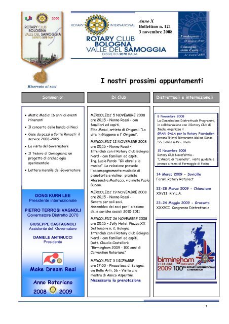 Bollettino n°121 - Rotary Club Bologna - Valle del Samoggia