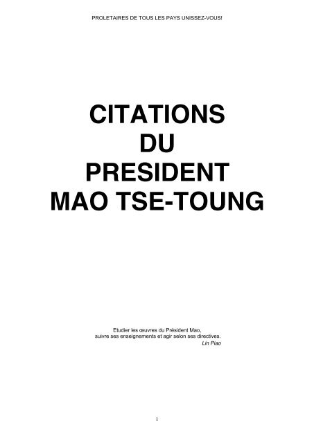 Citations Du President Mao Tse Toung Secours Rouge