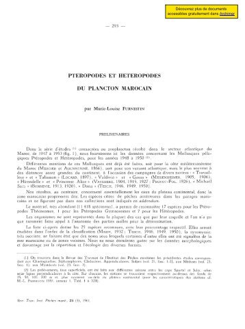 Ptéropodes et hétéropodes du plancton marocain